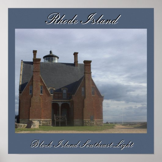 Affiche du phare sud-est de Block Island (Devant)