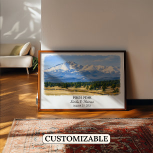 Affiche du Pikes Peak Colorado, Aquarelle, Sur mes