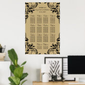affiche du plan de sièges en or noir rustique (Bureau à domicile)