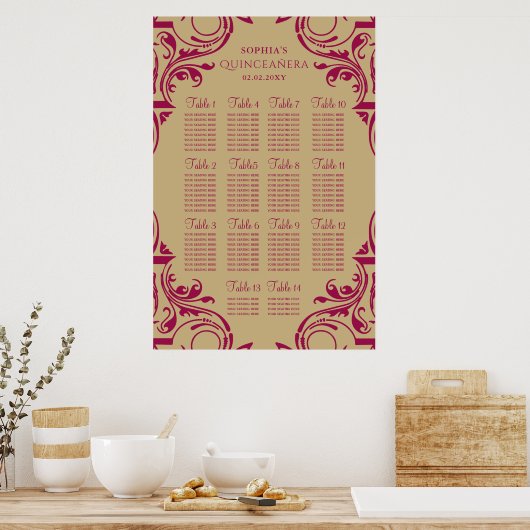 affiche du plan de sièges Rustique Rose Gold (Cuisine)