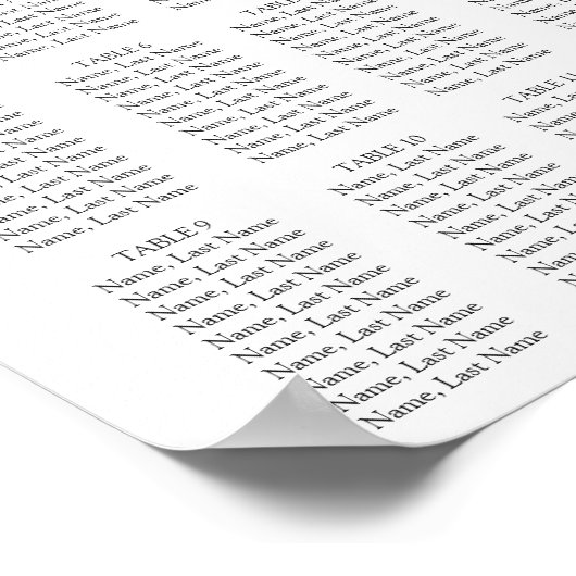 Affiche du plan de table 12 tables Eucalyptus (Coin)