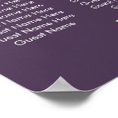 Affiche du plan de table de mariage à fleurs viole (Coin)