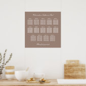 Affiche du plan de table de mariage Taupe 14 (Cuisine)
