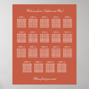 Affiche du plan de table de mariage Terracotta 19