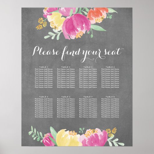 Affiche du plan de table du jardin de Posy (Devant)