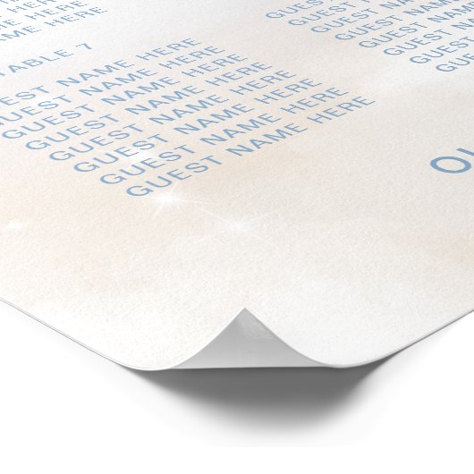 Affiche du plan de table On Cloud 9 Bleu Poussiére (Coin)