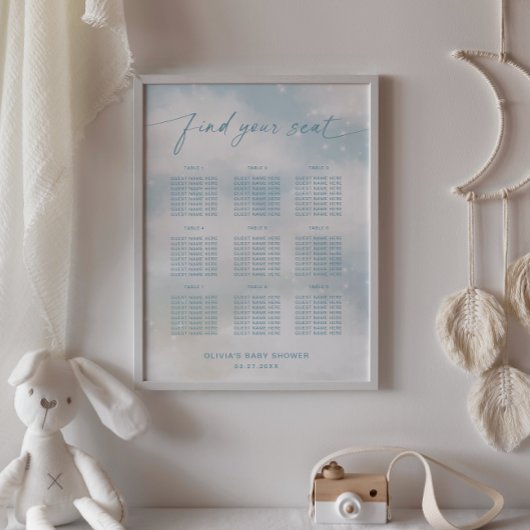 Affiche du plan de table On Cloud 9 Vibrant Blue