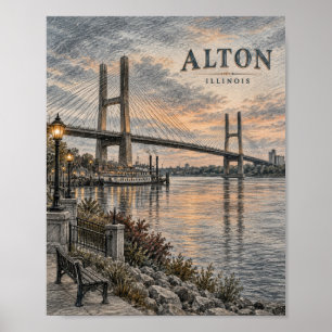 Affiche du pont de la rivière Alton Illinois #130