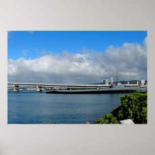 Affiche du pont de l'île, Pearl Harbor, Hawaï