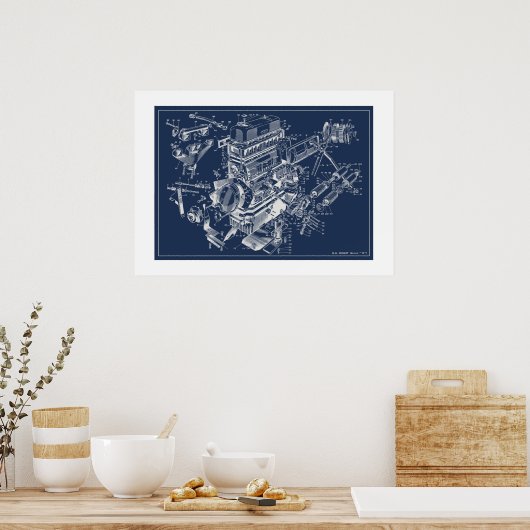 Affiche du schéma moteur MG "TF" - BluePrint (Cuisine)