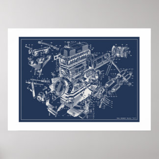 Affiche du schéma moteur MG "TF" - BluePrint