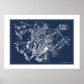 Affiche du schéma moteur MG "TF" - BluePrint (Devant)