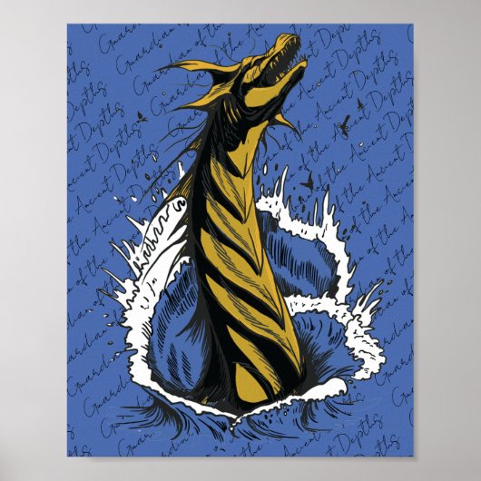 Affiche du serpent monstre marin doré Vagues océan (Devant)