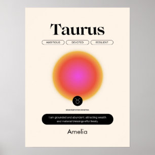 Affiche du signe astrologique Taureau du zodiaque
