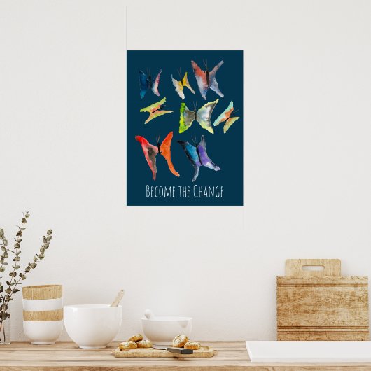 Affiche du slogan des papillons couleur aquarelle (Cuisine)