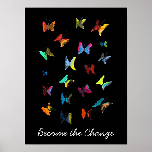 Affiche du slogan des papillons couleur aquarelle (Devant)
