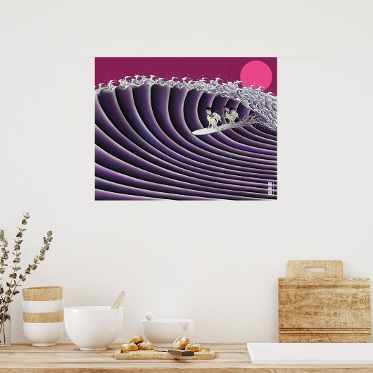 affiche du surf du coucher du soleil (Cuisine)