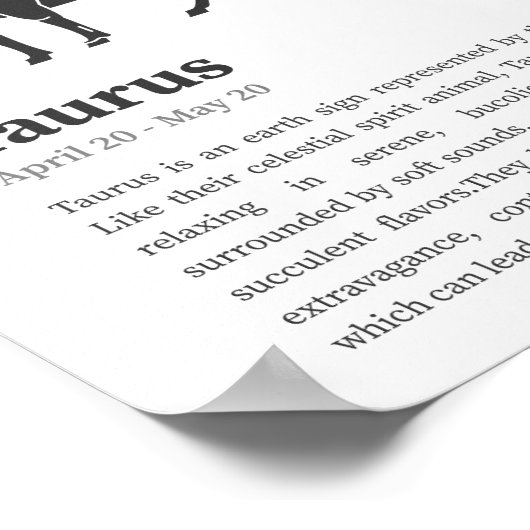 Affiche du symbole du zodiaque de Taurus (Coin)