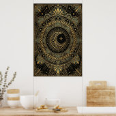 Affiche du Temple Céleste Art Déco | Soleil Éclaté (Cuisine)