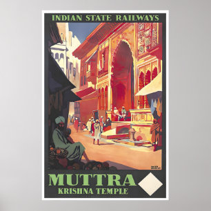 Affiche du temple Krishna de Mathura en Inde Roger