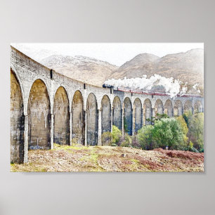 Affiche du train à vapeur du viaduc de Glenfinnan