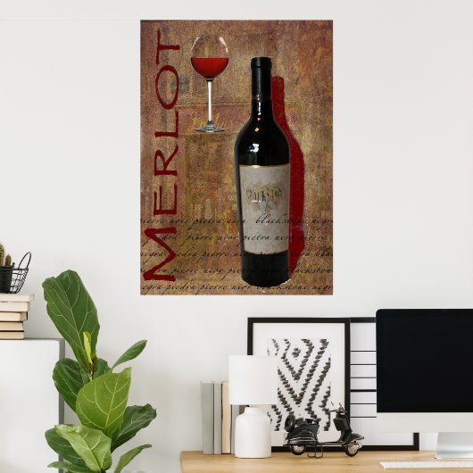 affiche du vin merlot (Bureau à domicile)