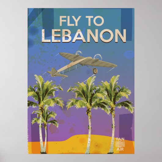 Affiche du Vintage voyage Air To Lebanon (Devant)