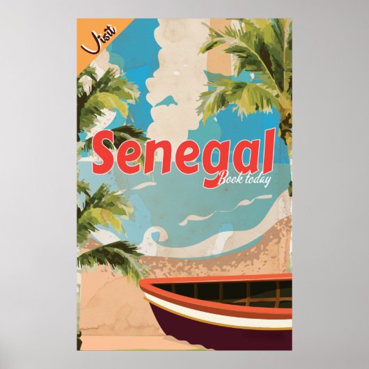 Affiche du Vintage voyage de vacances au Sénégal. (Devant)