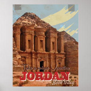 Affiche du Vintage voyage de vacances en Jordanie.