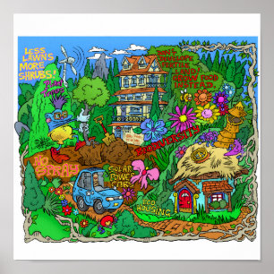 Affiche d'un style de vie écologique.