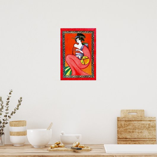 Affiche d'une femme portant un Kimono (Cuisine)