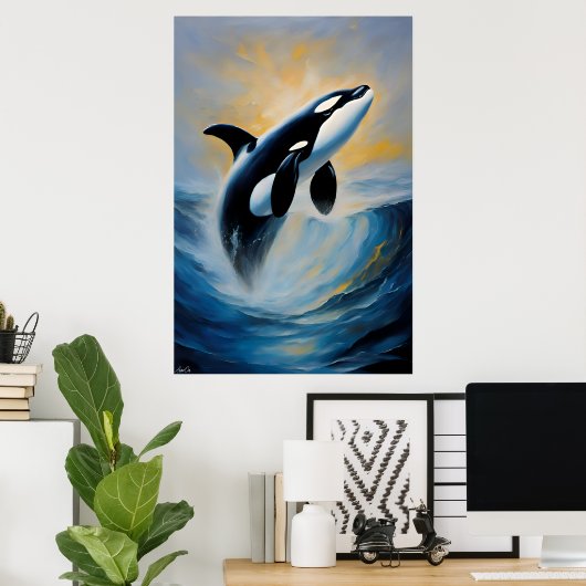 Affiche d'une Orca en style peinture à l'huile (Bureau à domicile)
