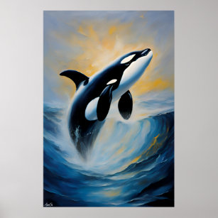 Affiche d'une Orca en style peinture à l'huile