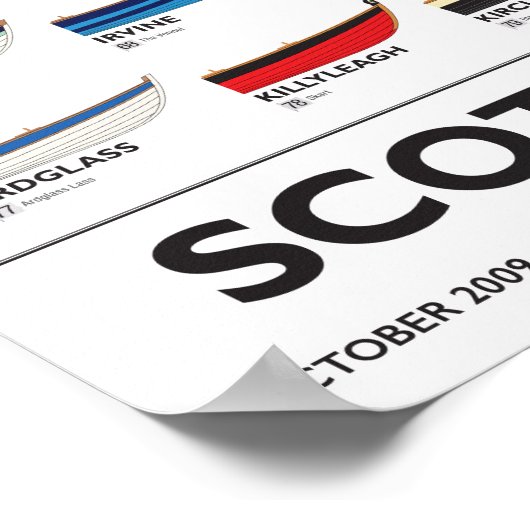 Affiche écossaise d'aviron côtier - Skiffs, 5 ans  (Coin)