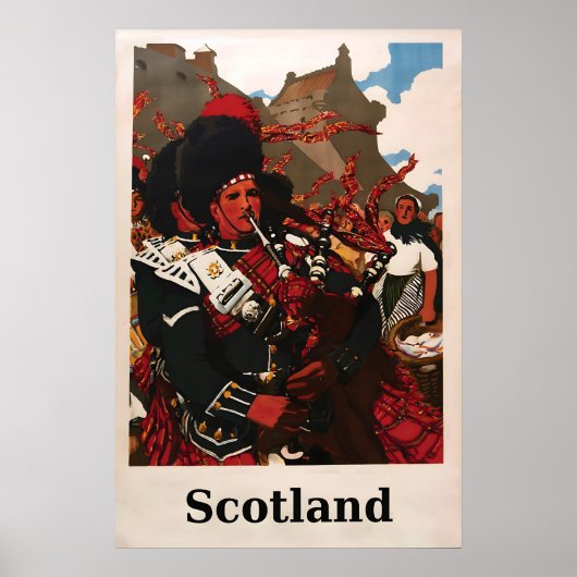 Affiche Écosse Cornemuse Tartan Highlanders (Devant)