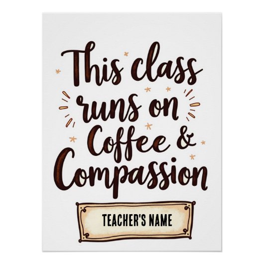 Affiche éditable en classe avec le nom de l'enseig (Devant)