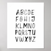 Affiche éducative alphabet ABC aquarelle noire (Devant)