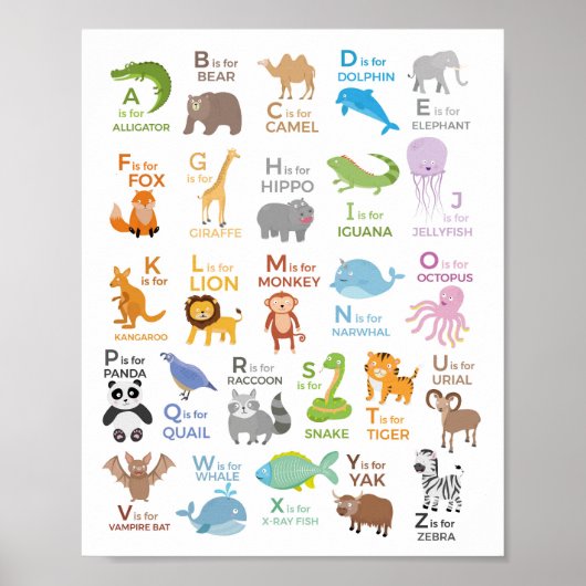 Affiche Éducative Alphabet Animaux A - Z Enfants (Devant)