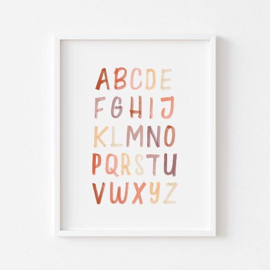 Affiche éducative de l'alphabet neutre et brun