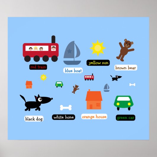 Affiche éducative de l'enfant enseignant la couleu (Devant)