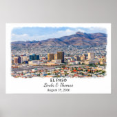 Affiche El Paso Texas, Aquarelle, Sur mesure (Devant)