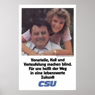 Affiche électorale CSU Franz Josef Strauss Préjugé