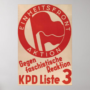 Affiche électorale du KPD allemand Unis contre le 