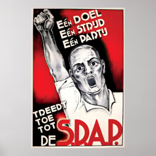 Affiche électorale néerlandaise SDAP Un but, lutt