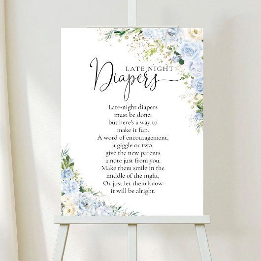 Affiche élégante de baby shower bleu clair