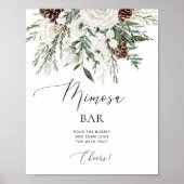 Affiche élégante de bar à Mimosa hivernal à feuill (Devant)