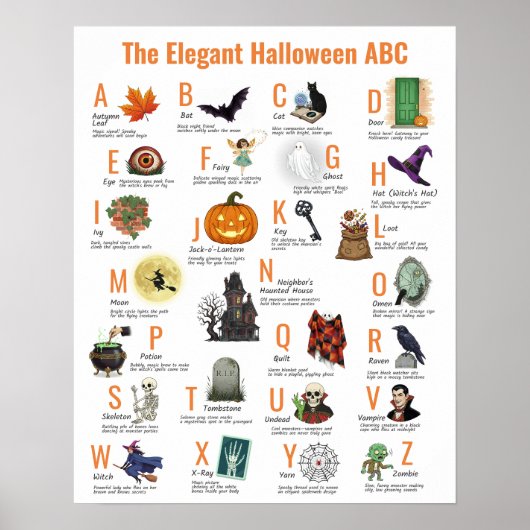 Affiche élégante d'Halloween ABC | Style vintage d (Devant)