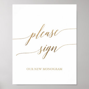 Affiche élégante en calligraphie dorée à signer s'