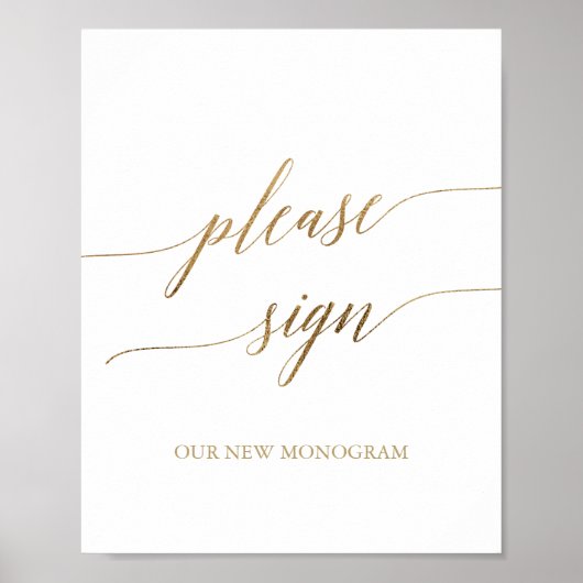 Affiche élégante en calligraphie dorée à signer s' (Devant)