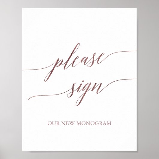 Affiche élégante en calligraphie or rose S'il vous (Devant)